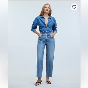 Madewell Perfect Vintage Wide-Leg Crop Jean Altoona Wash Raw Hem Edition 28